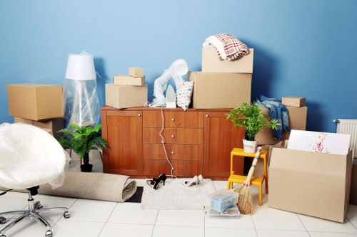 Boxes and essentials prepared for a London student relocation