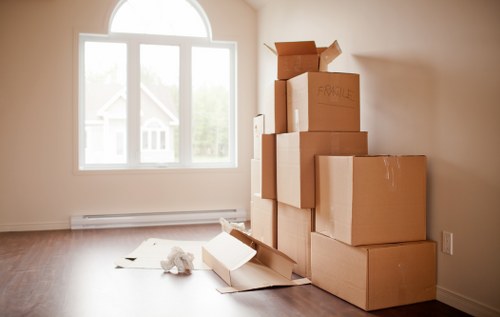 Office relocation items prepared for transport in central London