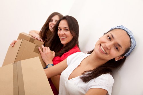 Office relocation planning with desks and equipment ready for transport