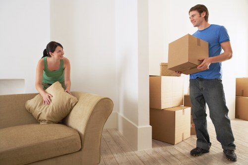 Carefully packed boxes ready for transport in a removal van